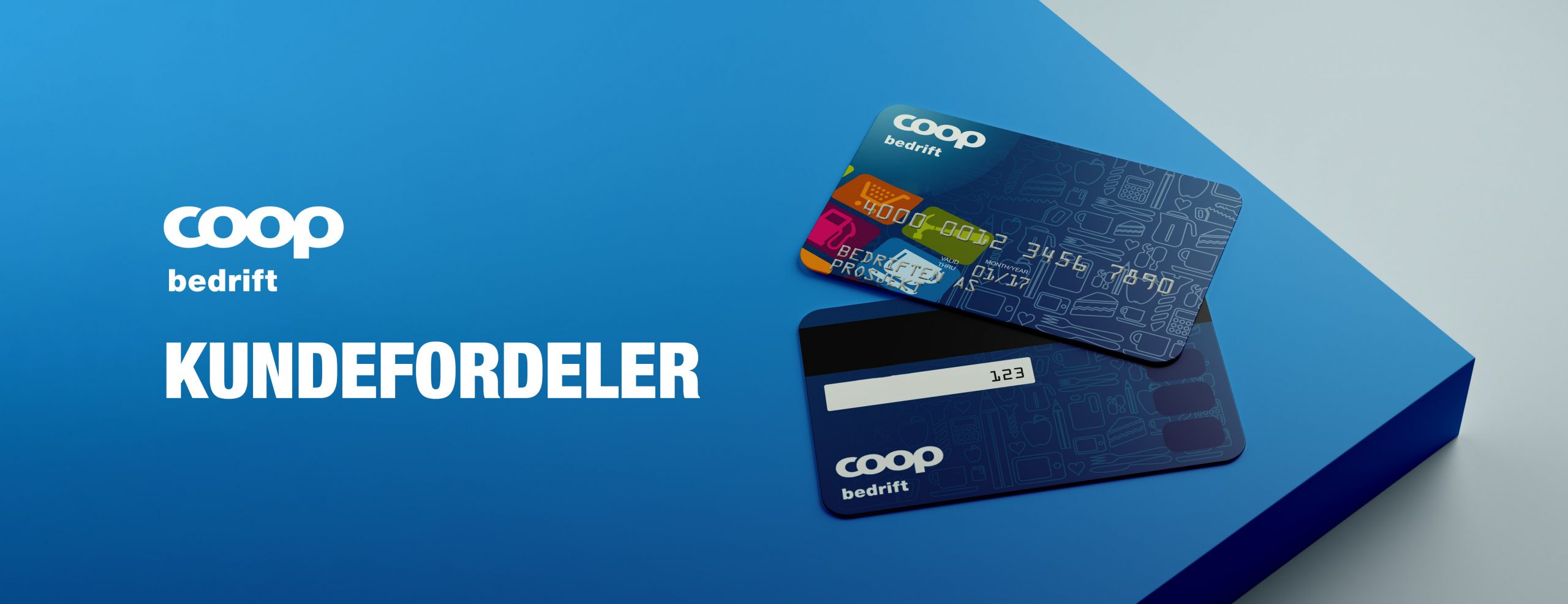 To kredittkort med overliggende Coop Bedrift kundefordeler logo